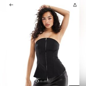 NWT & Other Stories strapless bustier top with zip front in black size XS
